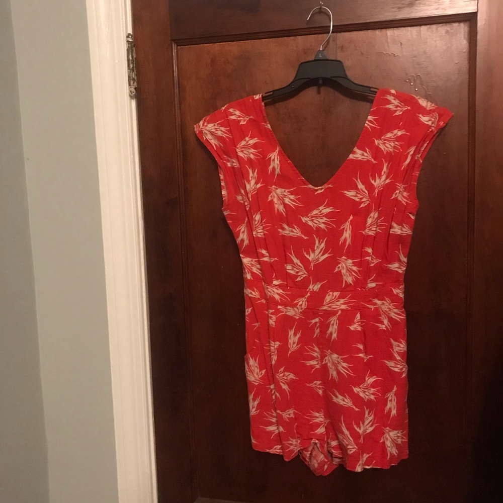 Orange and beige urban romper